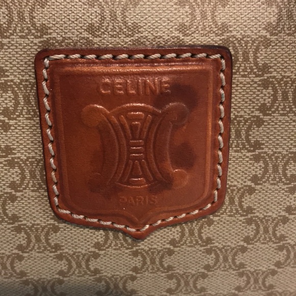 Celine Tan and Brown Satchel with Patterned Scarf - Picture 6 of 16